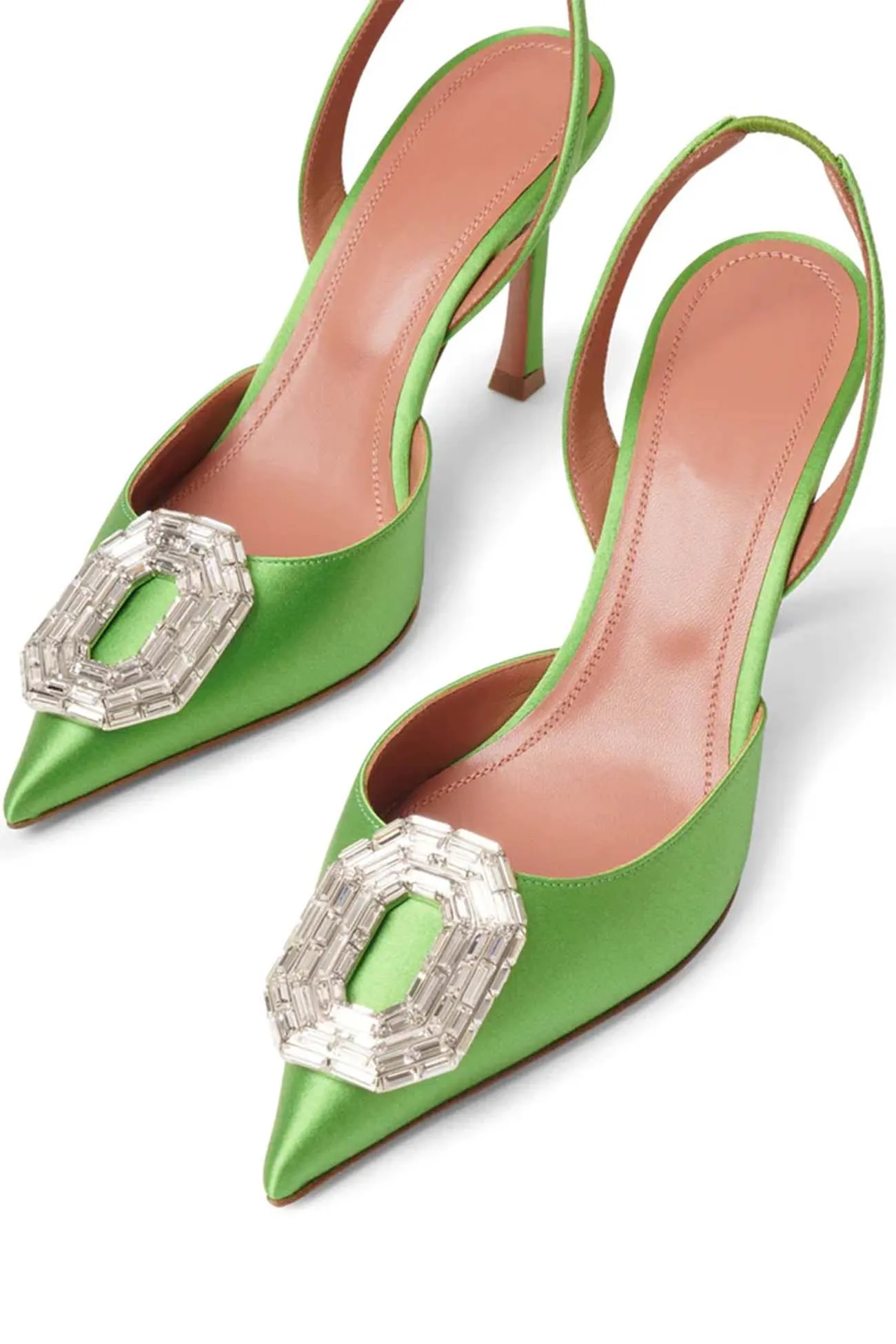 Amozae-Oval Rhinestone Pointed Toe Heels