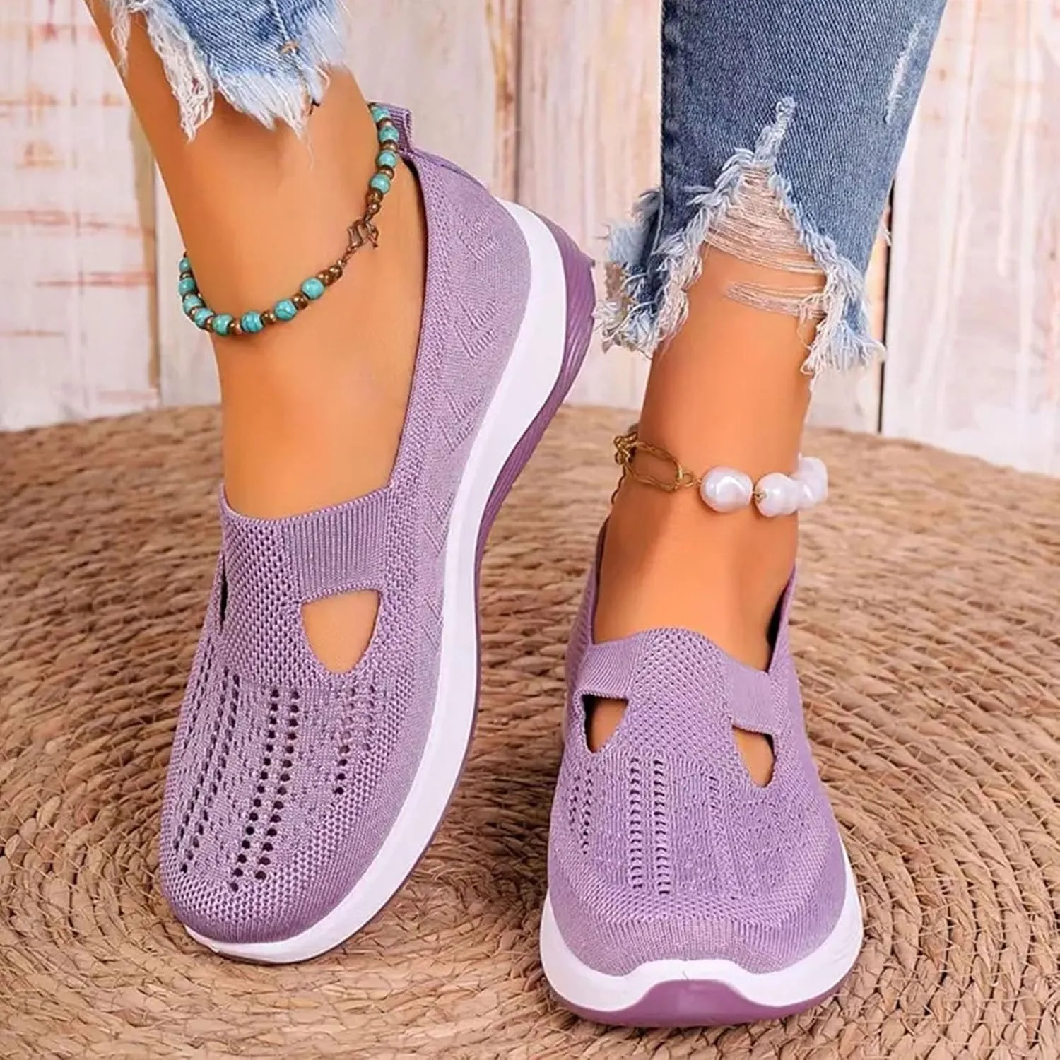 Best Walking Shoes for Plantar Fasciitis Women Arch Support Comfortable Slip On Orthopedic Shoes Lightweight Non Slip Mesh Walking Sneakers