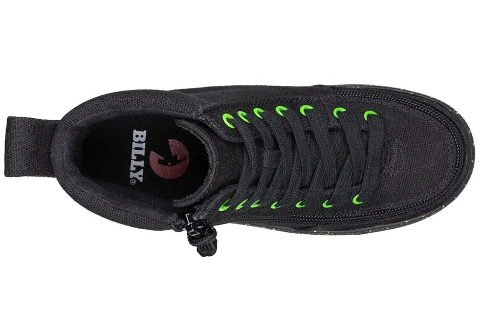 Billy Footwear Kid's Boys High Top Sneakers- Black/Green Speckle