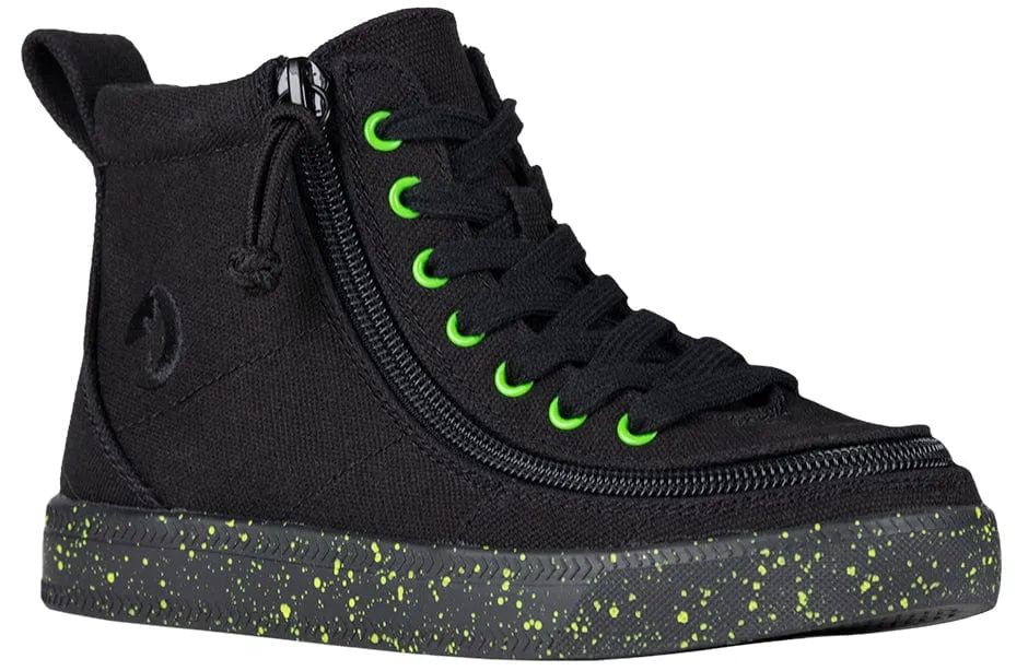 Billy Footwear Kid's Boys High Top Sneakers- Black/Green Speckle