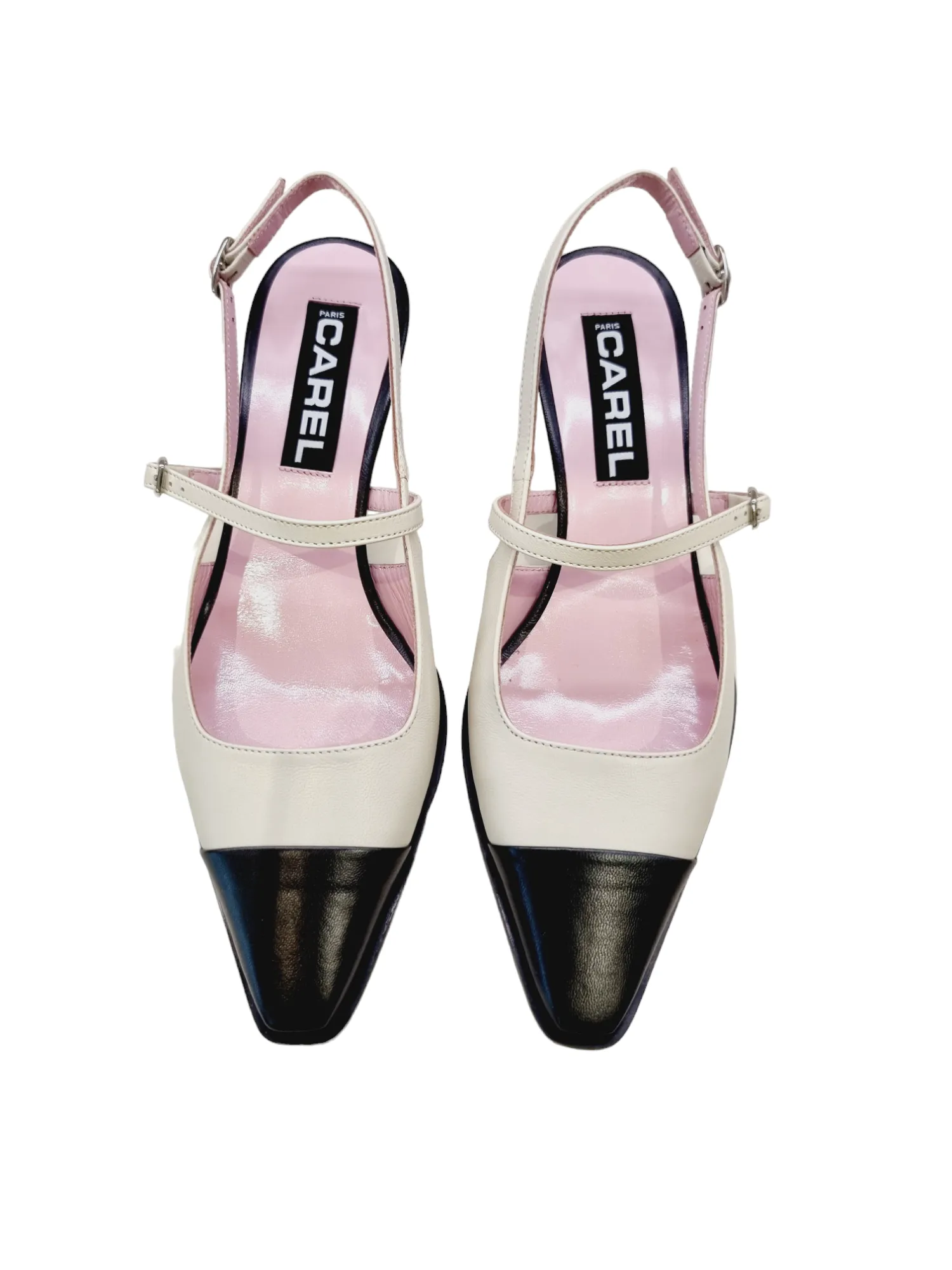 Cecile Beige/Black Slingbacks
