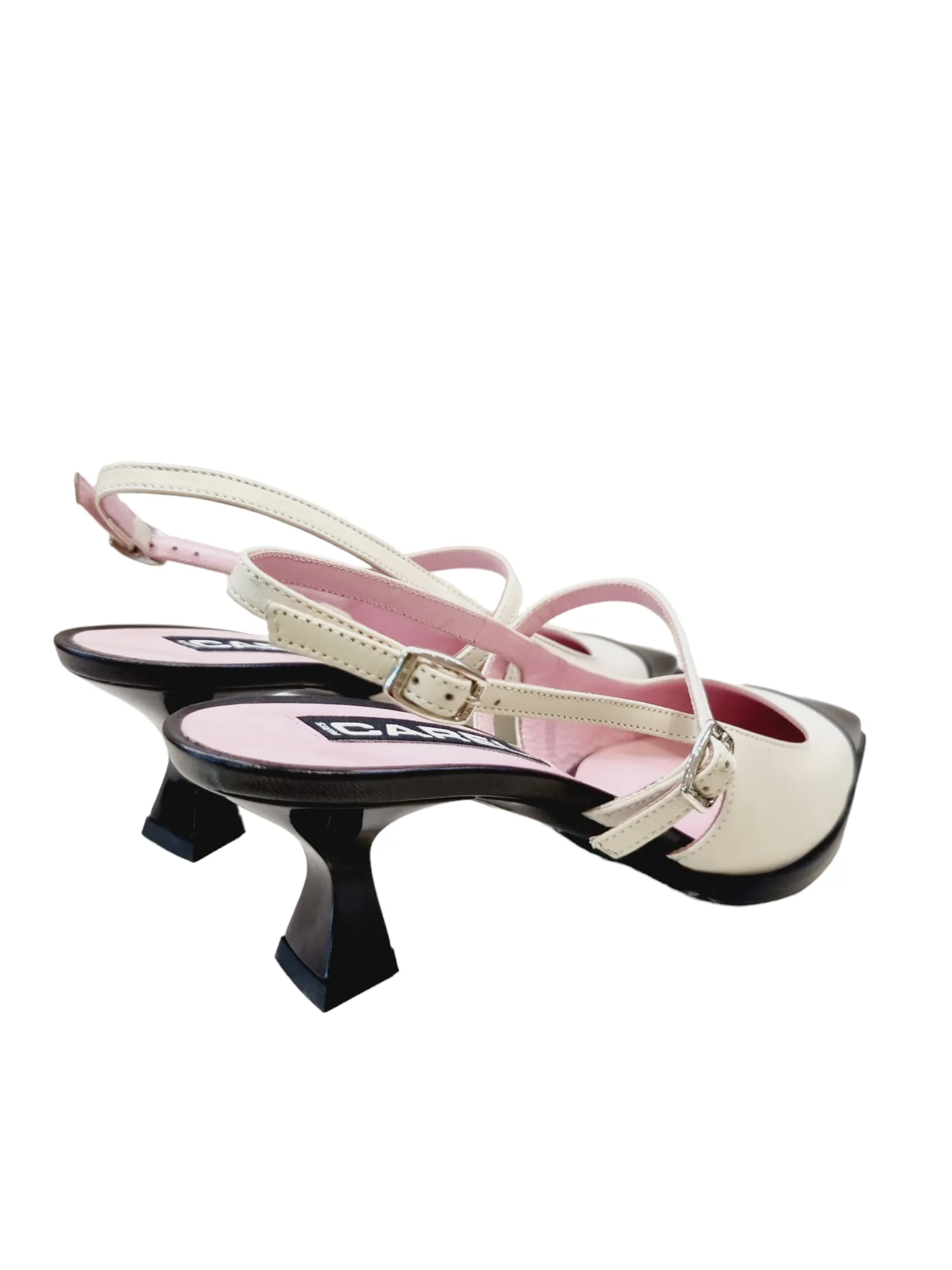 Cecile Beige/Black Slingbacks