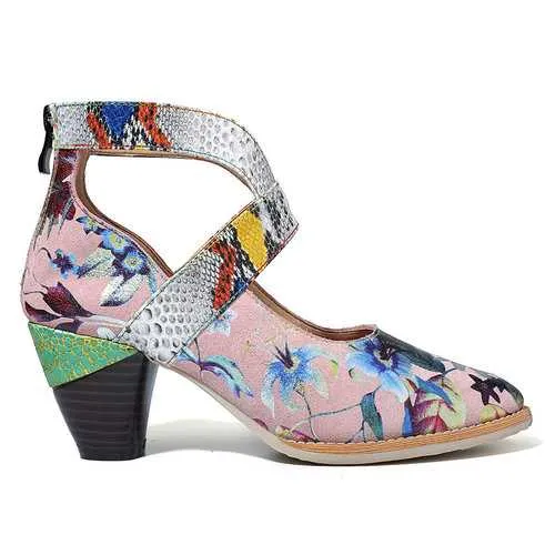 Comfortable Snakeskin Grain Zipper Pumps