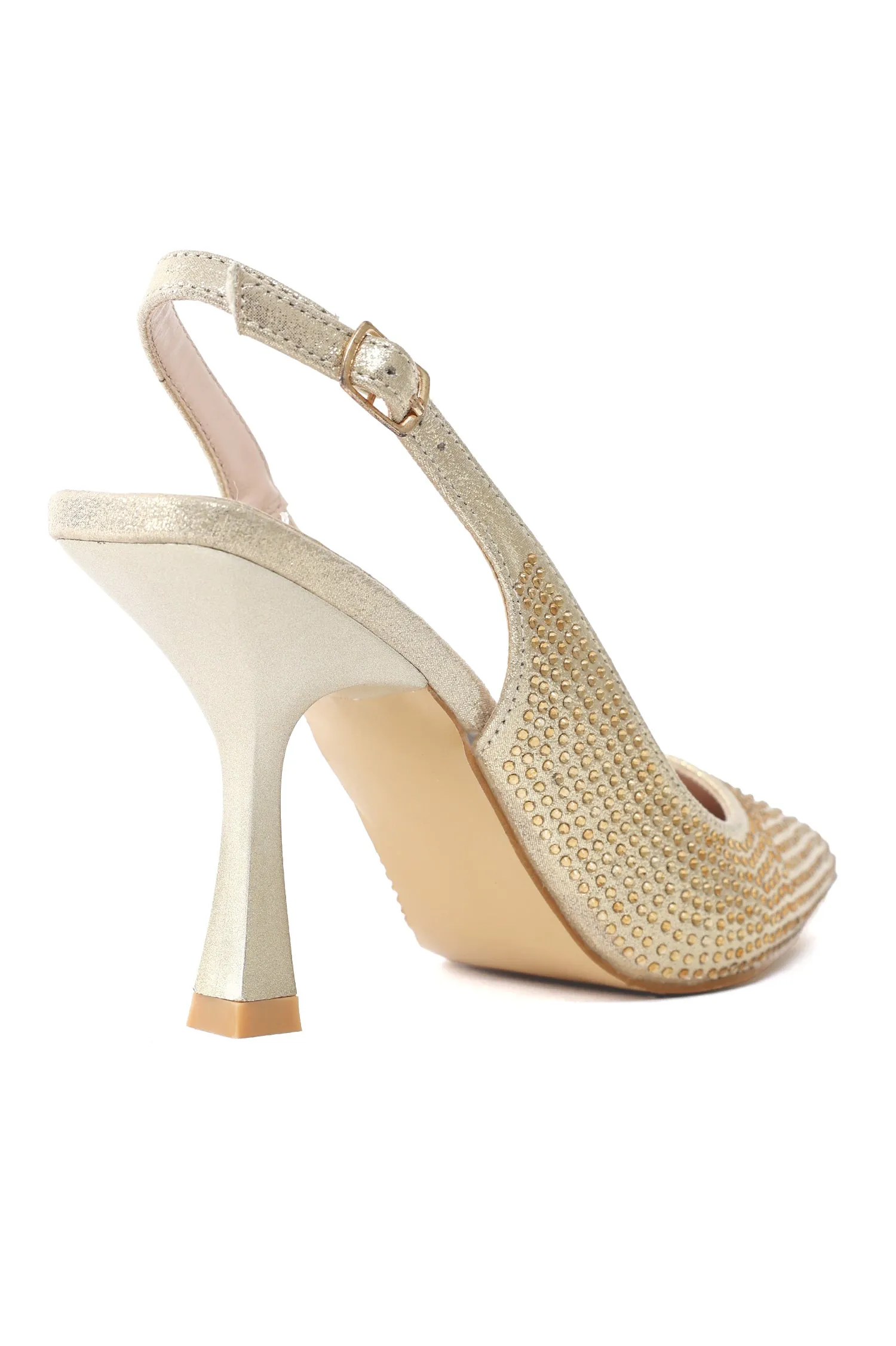 DAZZLING RHINESTONE SLINGBACKS-LT-GOLD