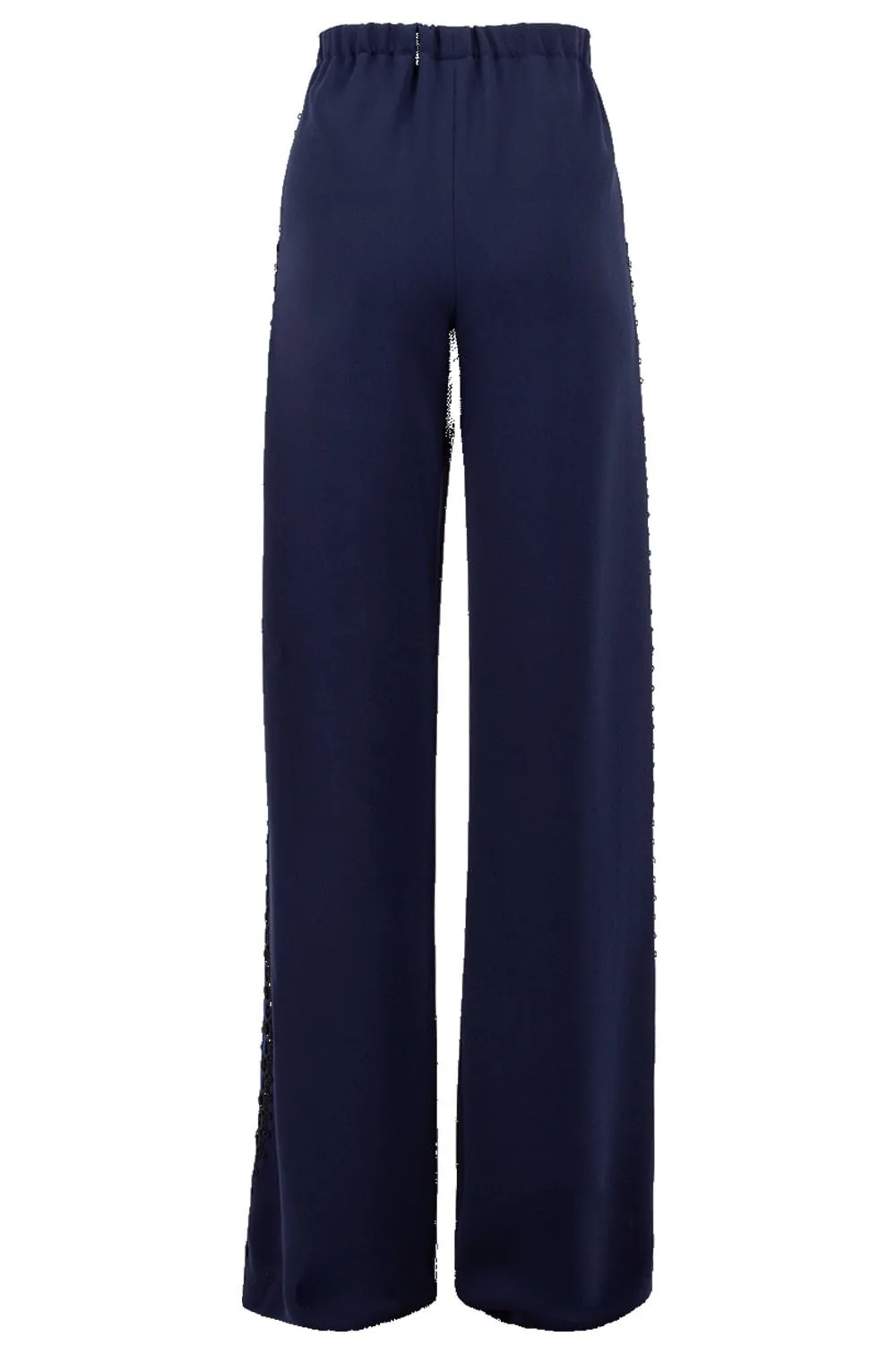 Drawstring Crepe Pant with Lace Sides