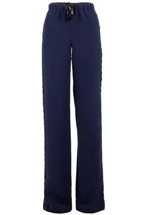 Drawstring Crepe Pant with Lace Sides