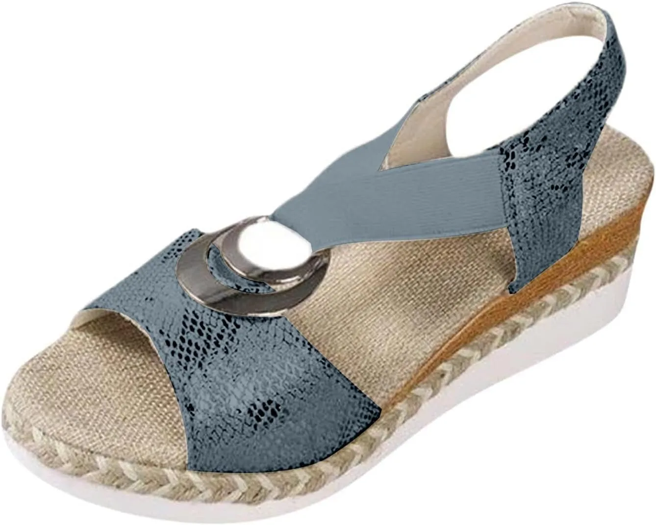 Espadrilles Wedge Sandals for Women Open Toe Platform Sandals Arch Support Orthotic Sandals Ankle Strap Wide Width Arch Support Shoes Beach Walking Sandals