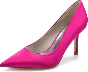 FufoneUS Wedding Bridal Shoes Women's Stiletto High Heel Dress Pumps Pointed Toe Evening Party Shoes,Rose red,12