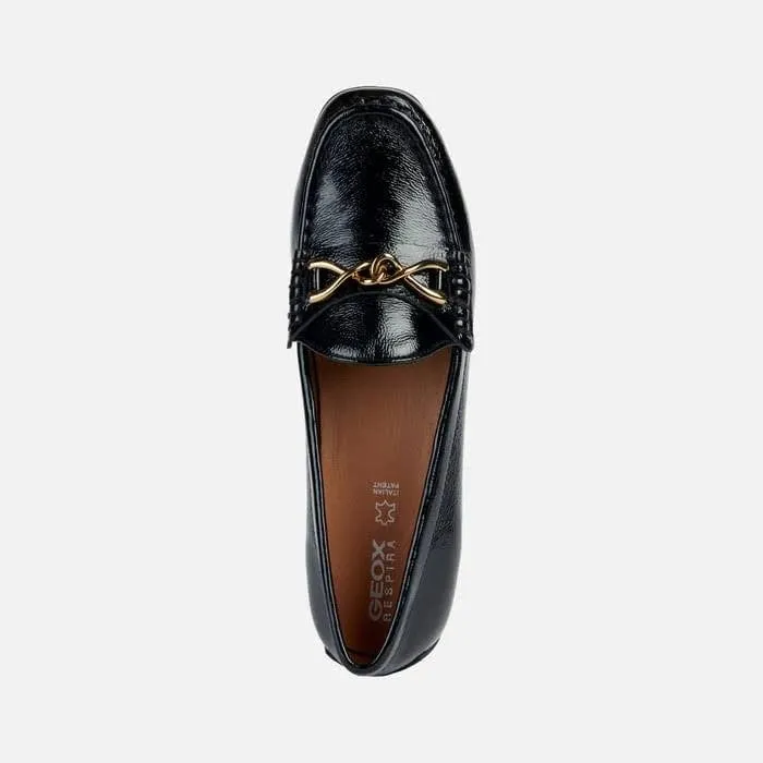 Geox Women's Kosmopolis Loafers- Black Patent