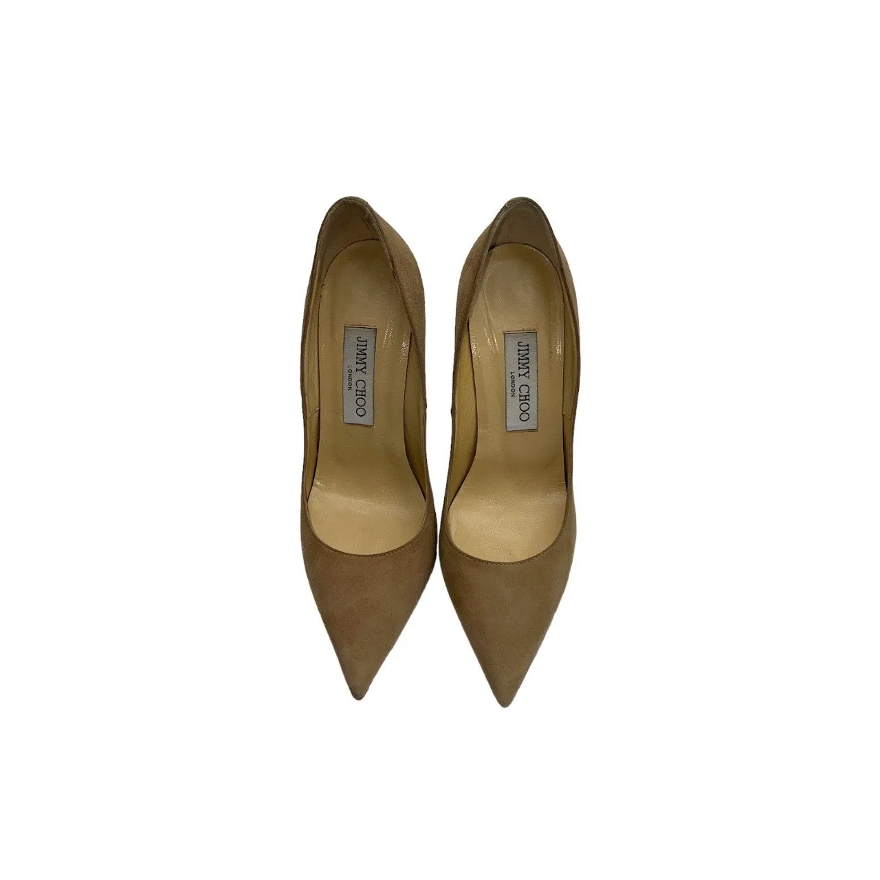 JIMMY CHOO Anouk Nude Suede Heels - Sz. 36