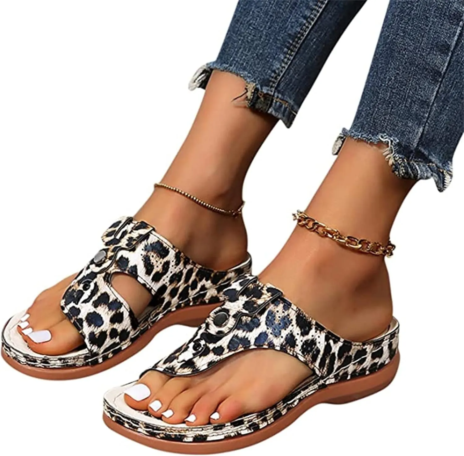 Lausiuoe Flip Flops For Women With Arch Support Wide Width Orthotic Slides Slippers Dressy Summer Orthopedic Sandals