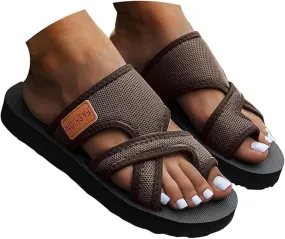 Lausiuoe Orthopedic Sandals For Women Arch Support Walking Sandals Slides Comfortable Orthotic Slippers Flip Flops Sandalias