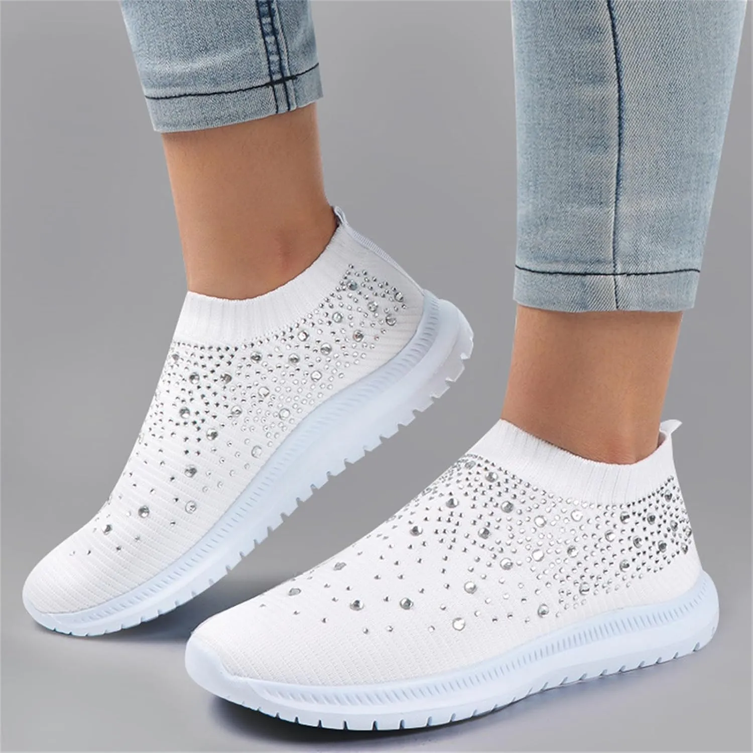 Lausiuoe Running Shoes For Women Arch Support Walking Comfort Light Weight Tennis Shoes Slip On Gym Fashion Sneakers