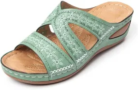Lausiuoe Sandals Women Dressy Comfortable Orthotic Slides Arch Support Slip on Soft Fashion Orthopedic Slippers Flip Flops