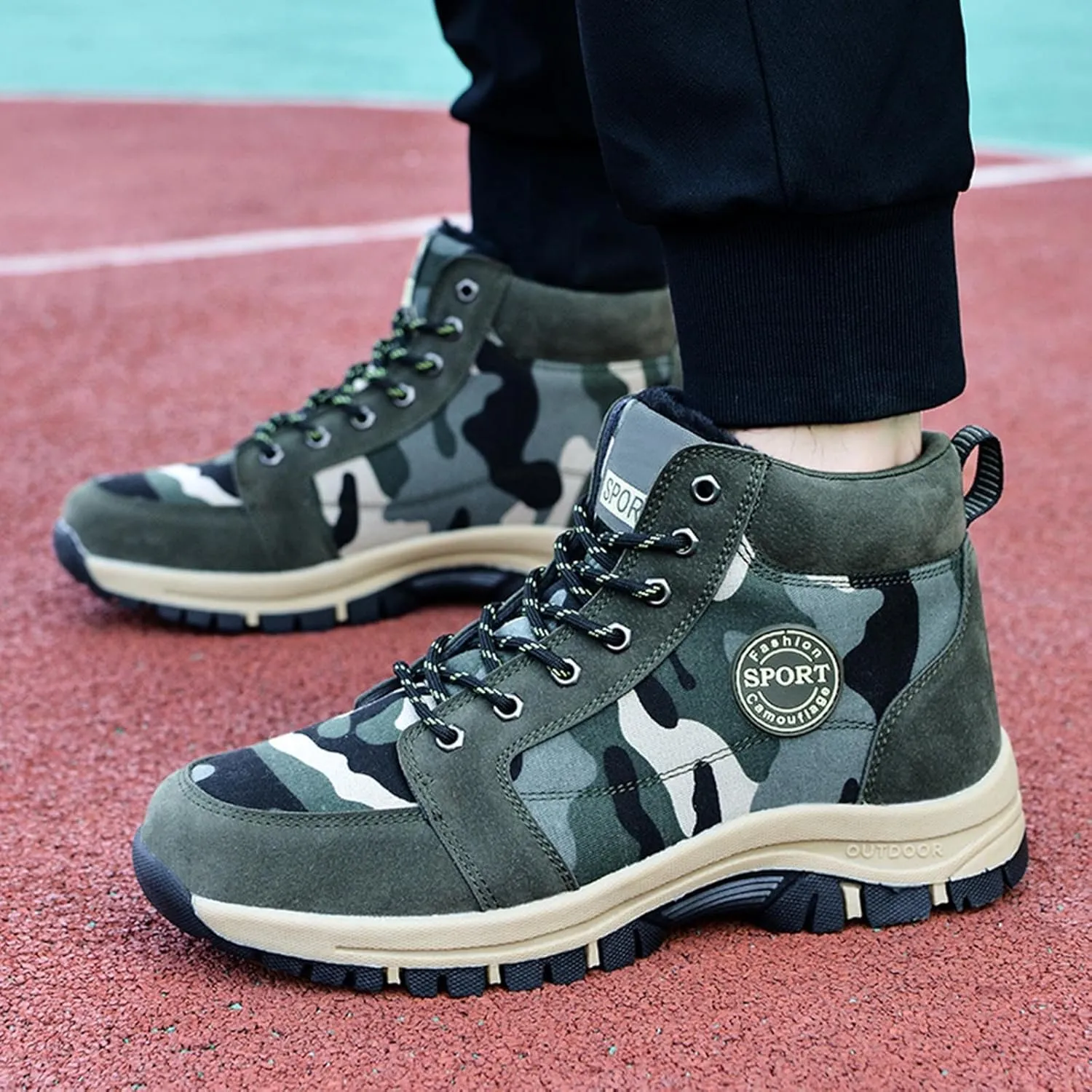 Lightweight Walking Shoes Couples Winter Fashion Winter Camo Green Lace Up Snow Boots Plus Warm Casual Women's