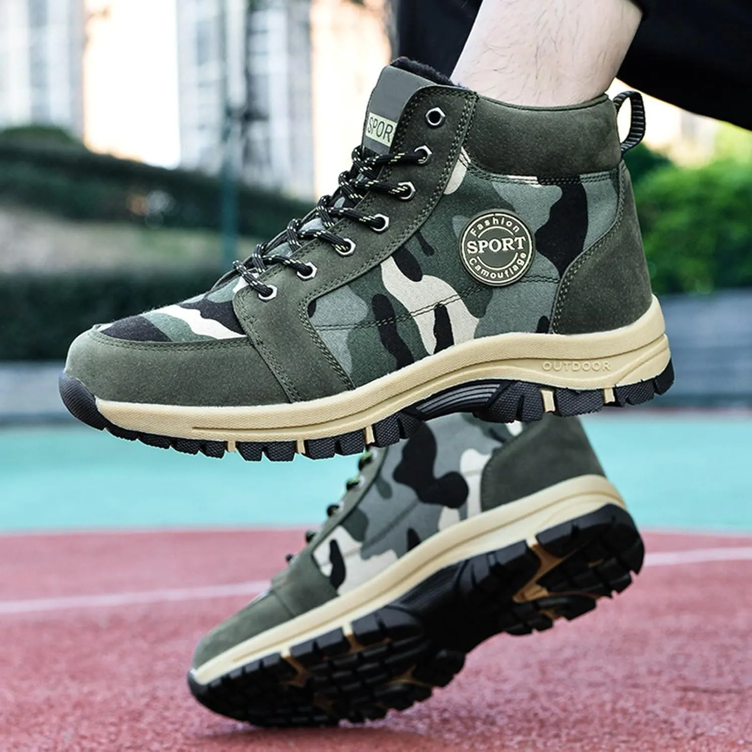 Lightweight Walking Shoes Couples Winter Fashion Winter Camo Green Lace Up Snow Boots Plus Warm Casual Women's