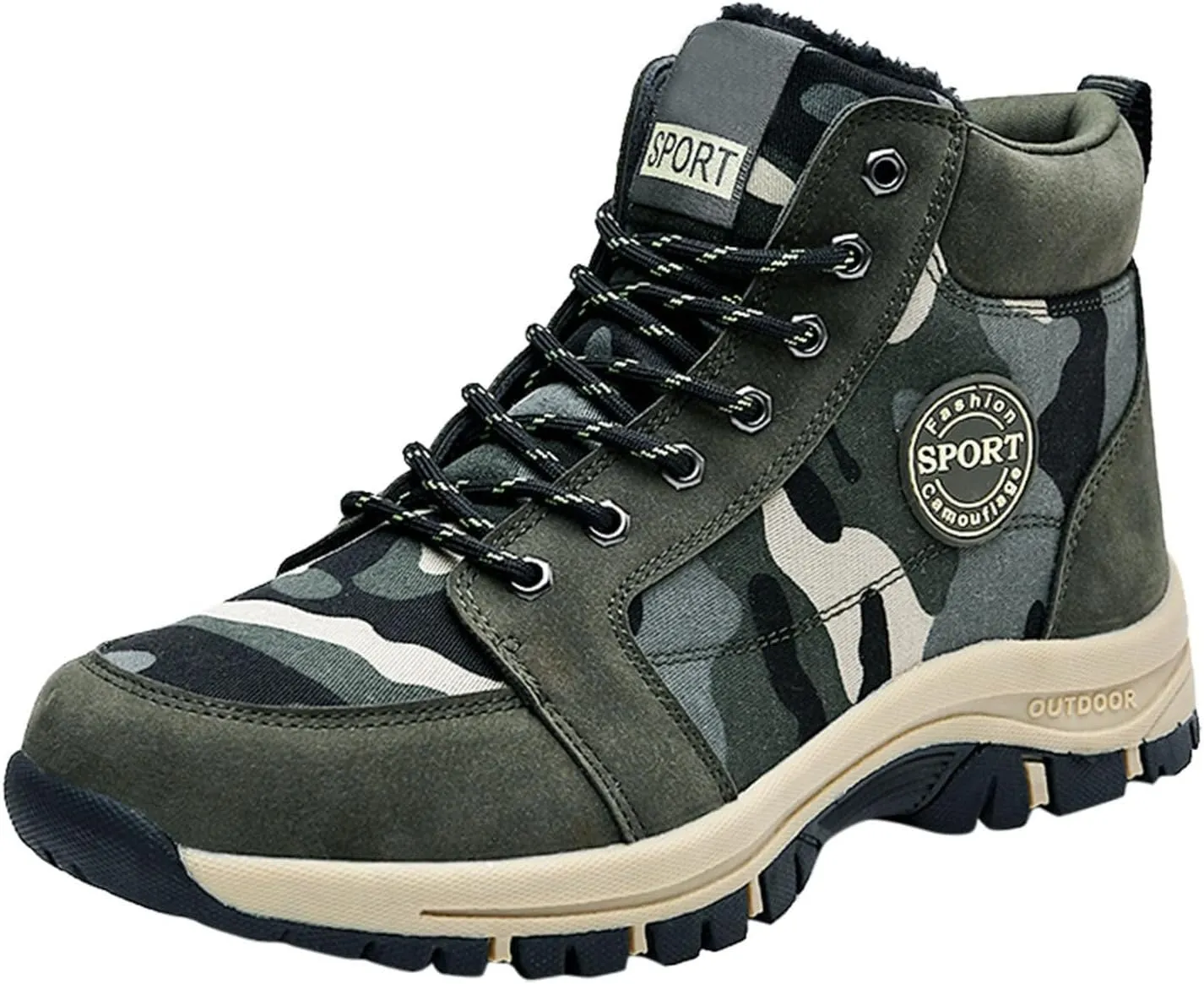 Lightweight Walking Shoes Couples Winter Fashion Winter Camo Green Lace Up Snow Boots Plus Warm Casual Women's
