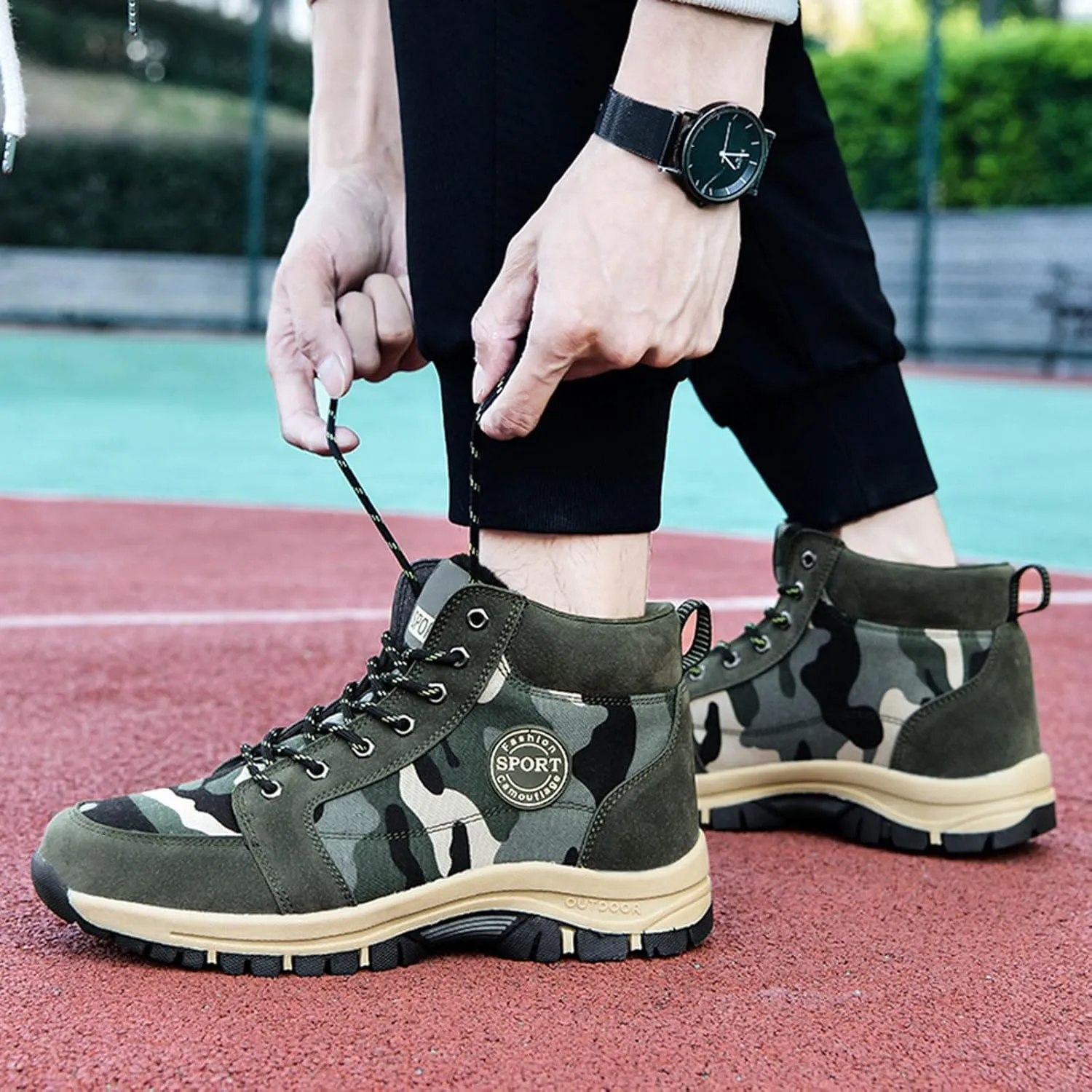 Lightweight Walking Shoes Couples Winter Fashion Winter Camo Green Lace Up Snow Boots Plus Warm Casual Women's