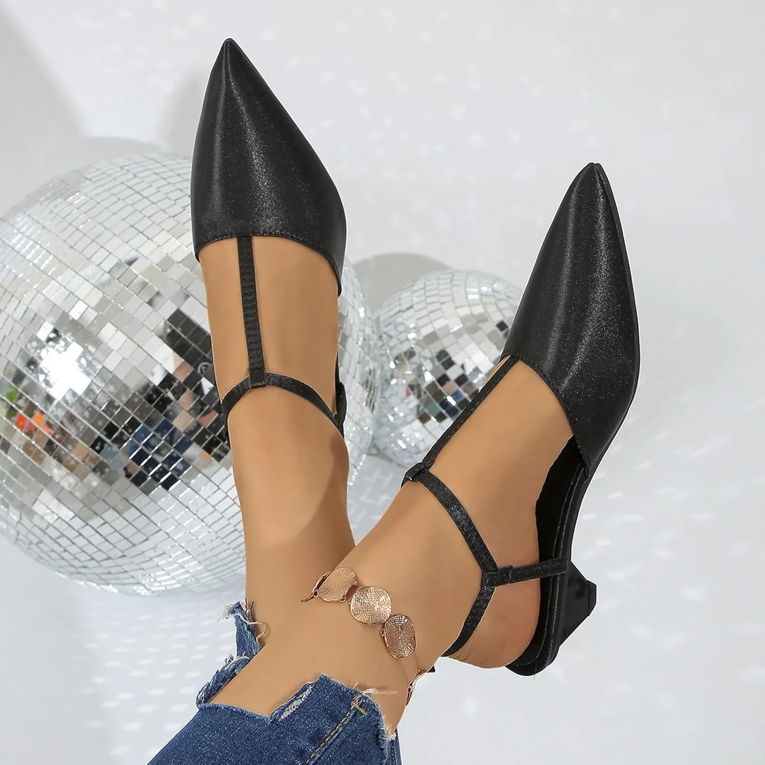Low Heels for Women Closed Square Toe Heels Slip on Mules Satin Sandals Wedding Party Dance Shoes Casual Summer Pumps