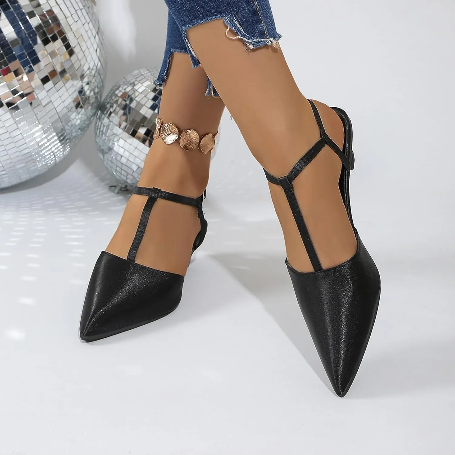 Low Heels for Women Closed Square Toe Heels Slip on Mules Satin Sandals Wedding Party Dance Shoes Casual Summer Pumps