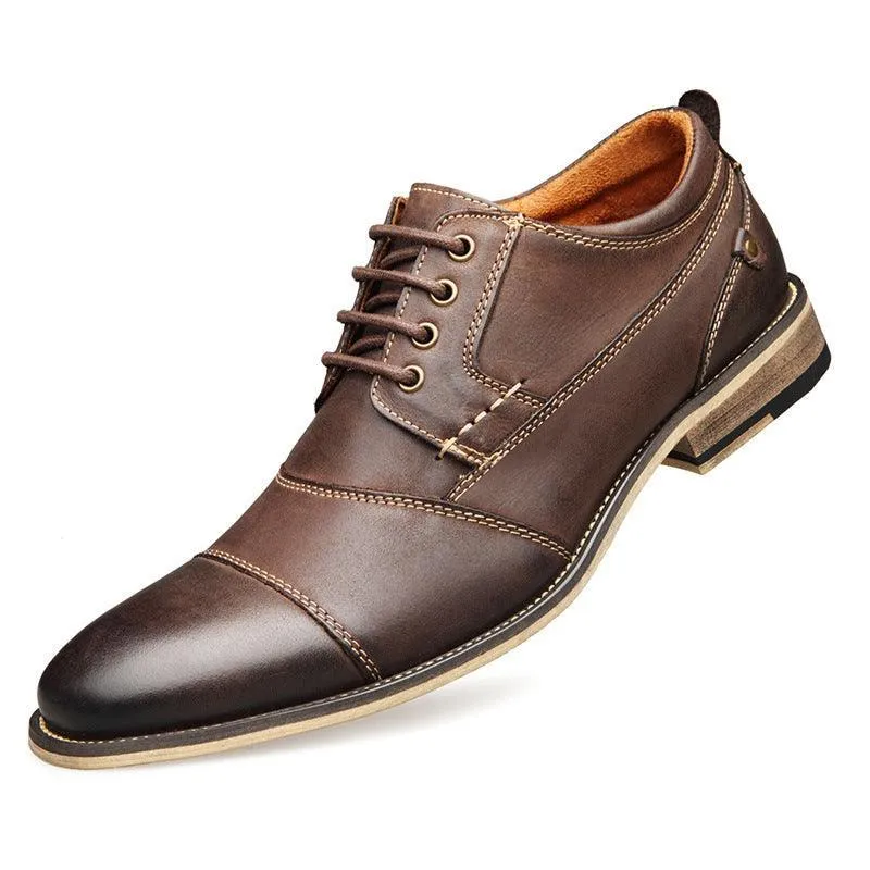 Men’s Leather Lace-Up Casual Shoes - Comfortable Design