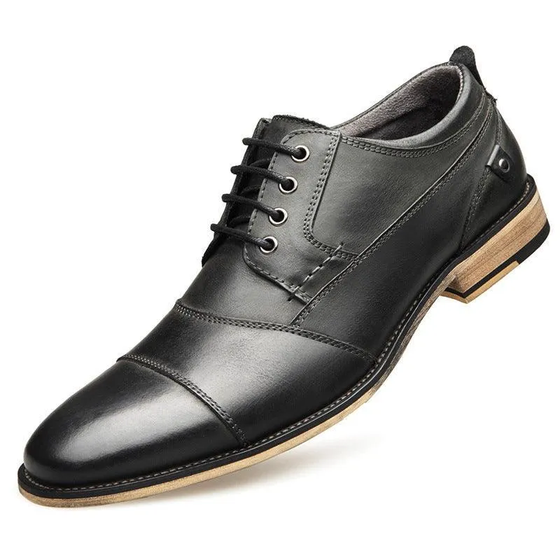 Men’s Leather Lace-Up Casual Shoes - Comfortable Design