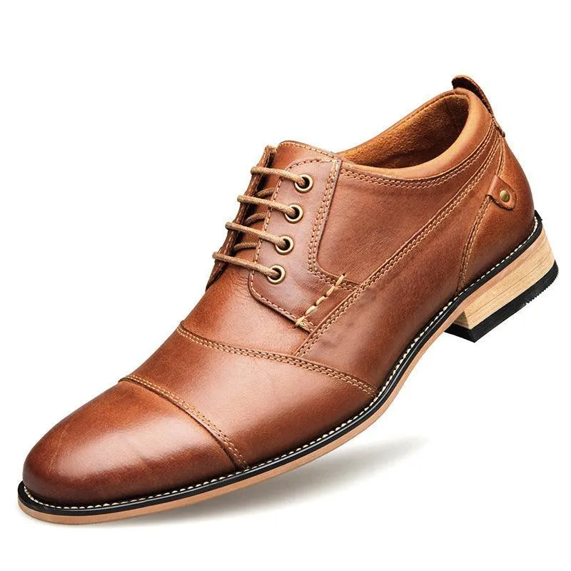 Men’s Leather Lace-Up Casual Shoes - Comfortable Design