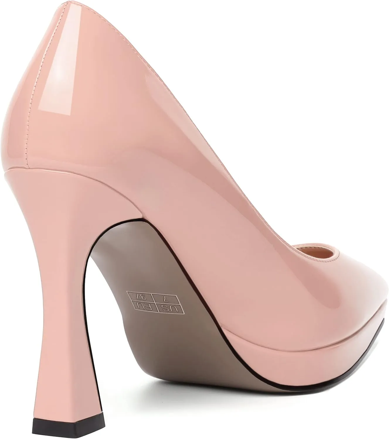 MERRORI Womens Patent Platform Pointed Toe Dating Slip On Dress Shoes Sexy Stiletto High Heel Pumps Shoes 4 Inch