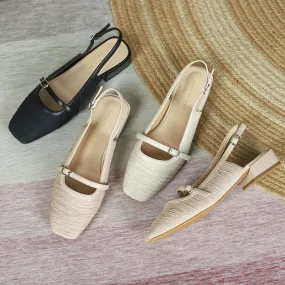Nude Block Heels Closed Toe Casual Fashionable Spring Leisure Satin