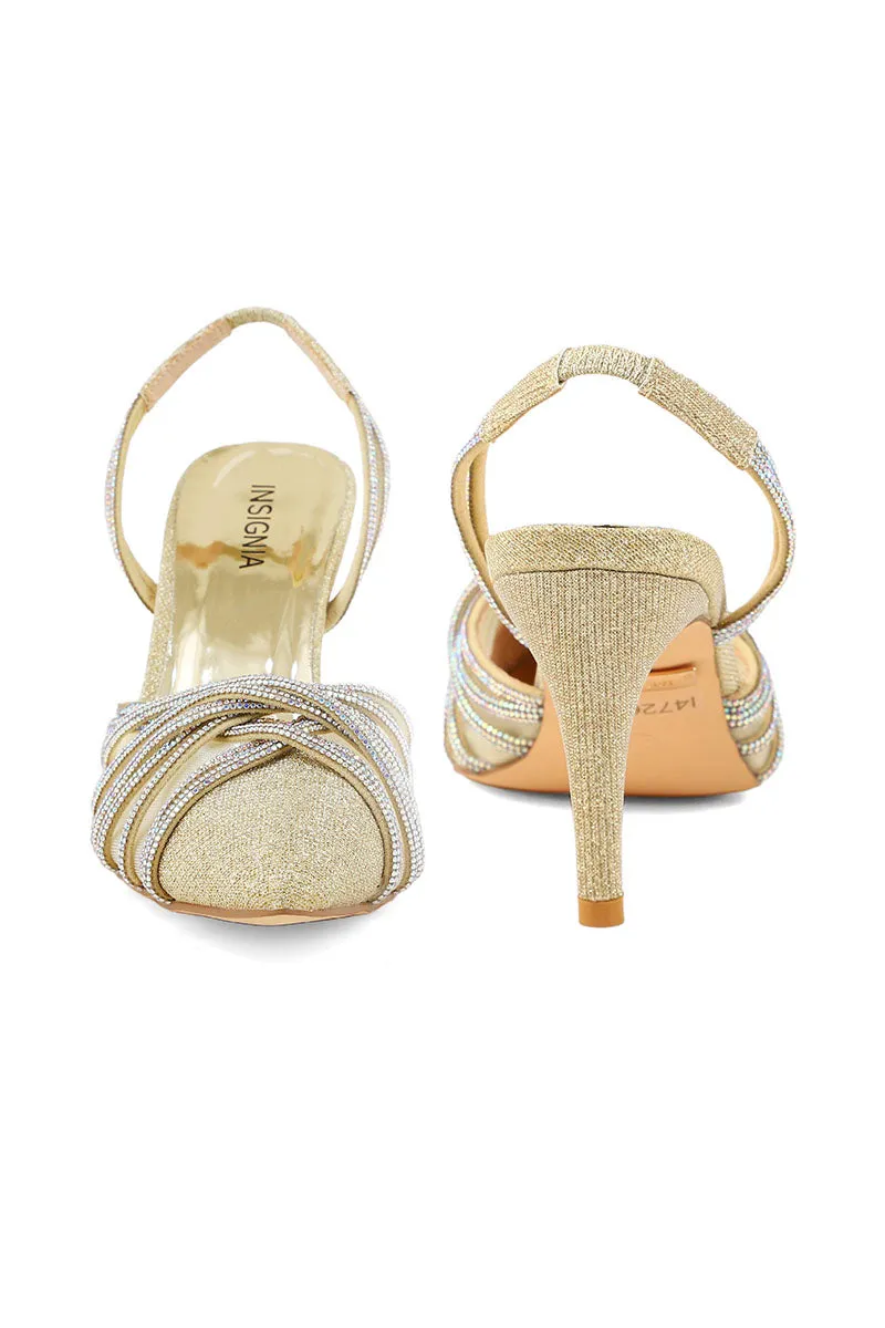 Party Wear Sling Back I47268-Golden