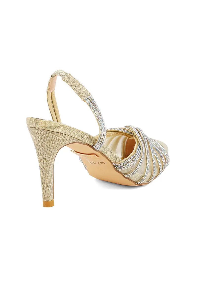 Party Wear Sling Back I47268-Golden