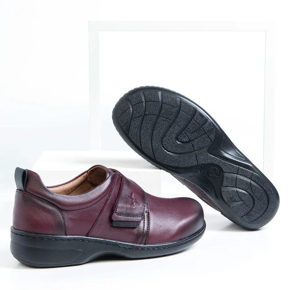 Portofino Women's Velcro Stretch Loafers- Burgundy