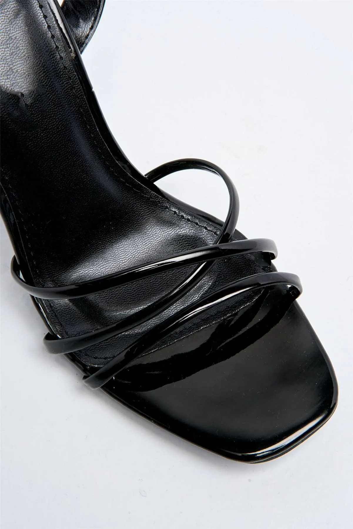 Rahel Lace-up Heels in Black Patent