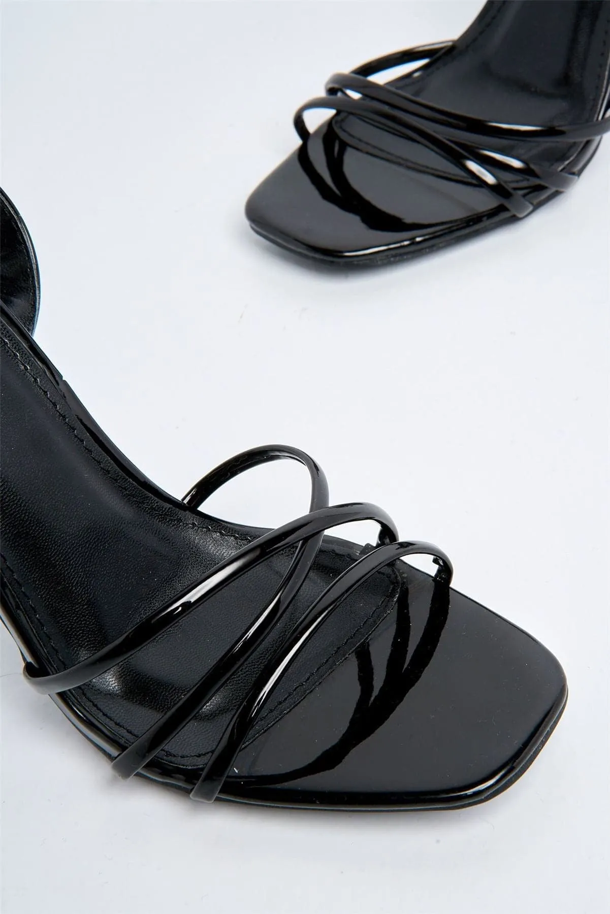 Rahel Lace-up Heels in Black Patent