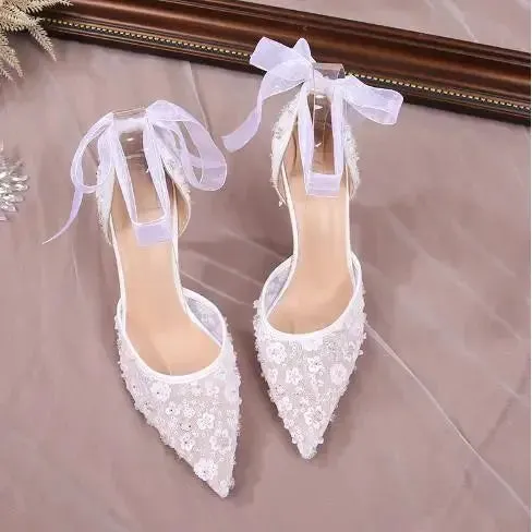 Retro Style Women's Lace Pumps High Heels