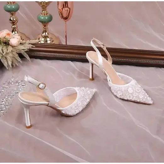 Retro Style Women's Lace Pumps High Heels
