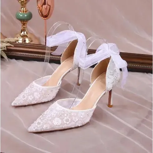 Retro Style Women's Lace Pumps High Heels