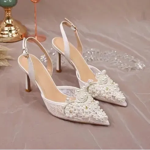 Retro Style Women's Lace Pumps High Heels
