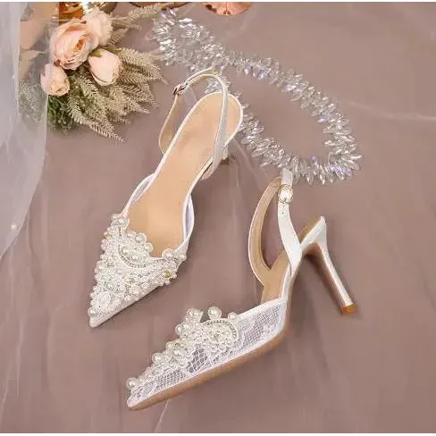 Retro Style Women's Lace Pumps High Heels