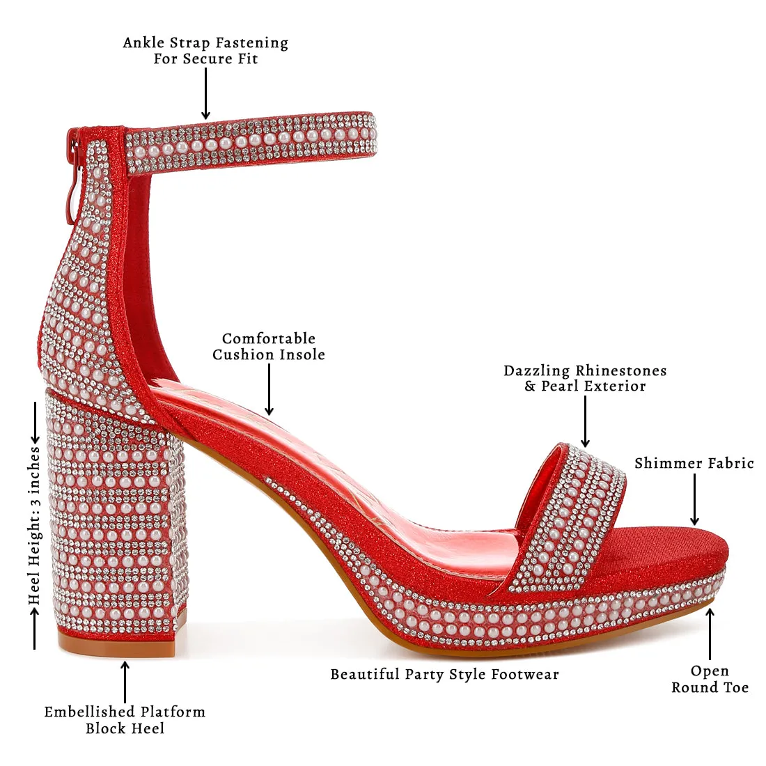 Rhinestones And Pearl Embellished Sandals