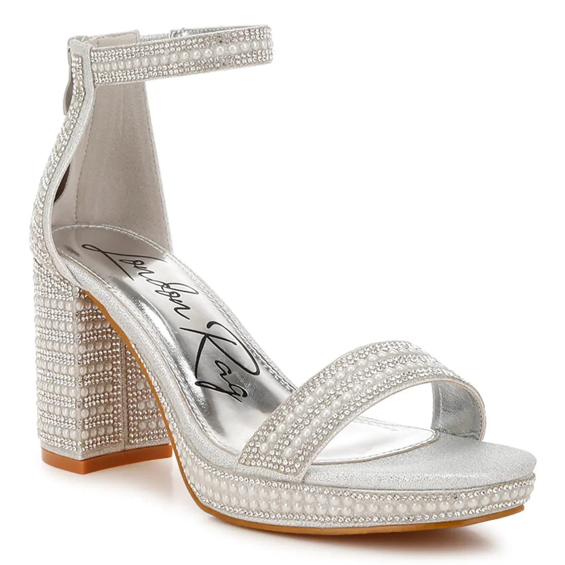 Rhinestones And Pearl Embellished Sandals
