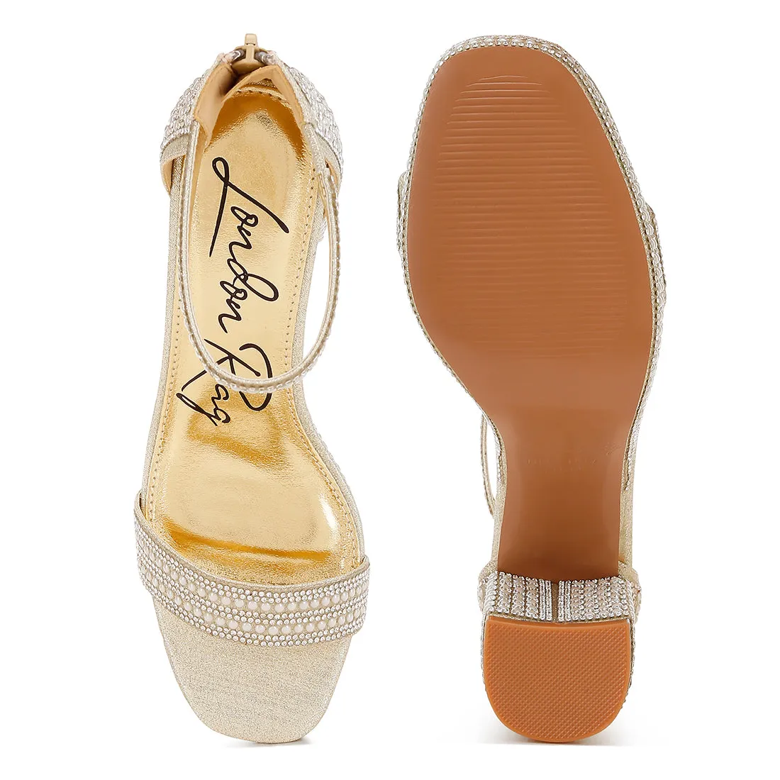 Rhinestones And Pearl Embellished Sandals