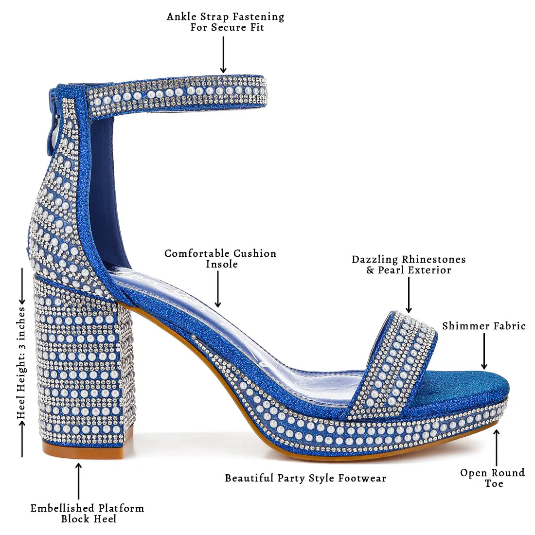 Rhinestones And Pearl Embellished Sandals