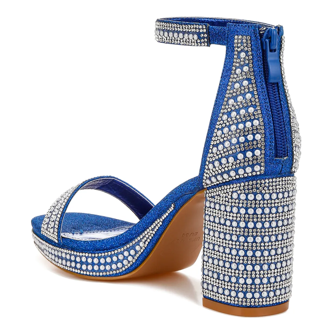 Rhinestones And Pearl Embellished Sandals