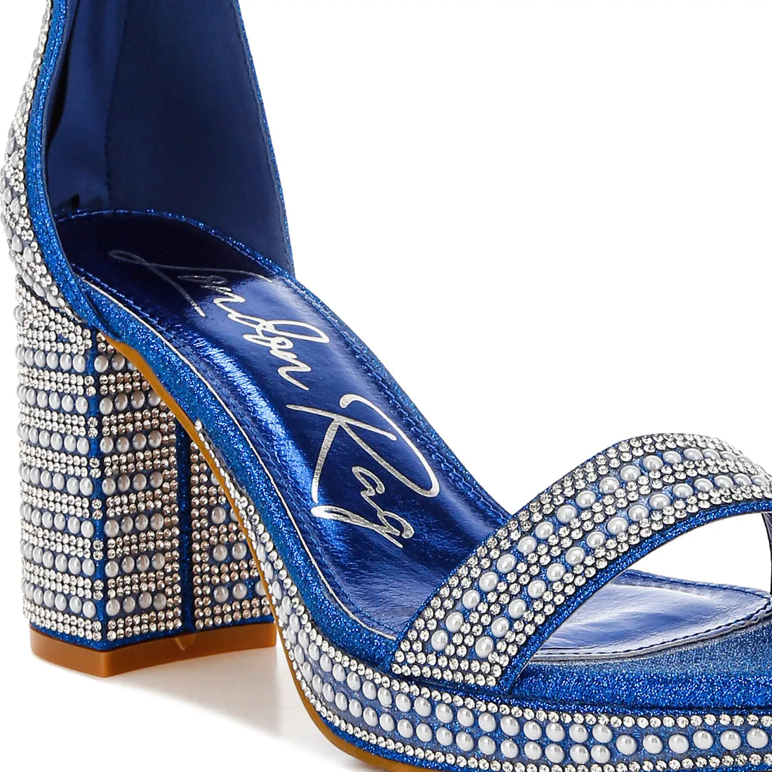 Rhinestones And Pearl Embellished Sandals