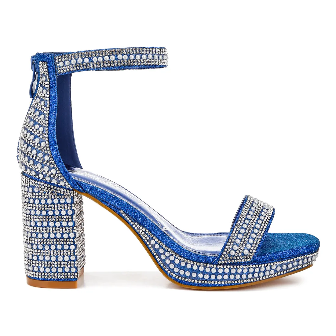 Rhinestones And Pearl Embellished Sandals