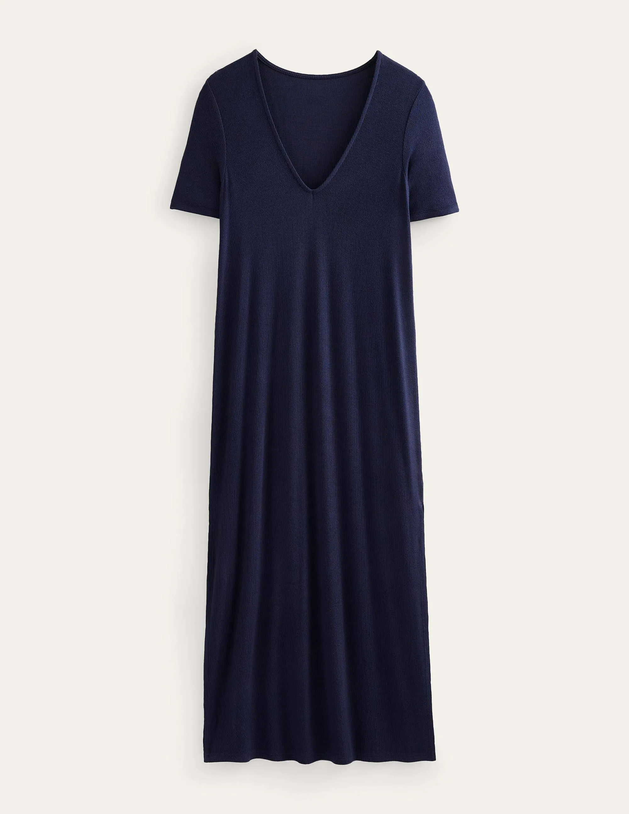 Rib Jersey Midi T-shirt Dress-Navy
