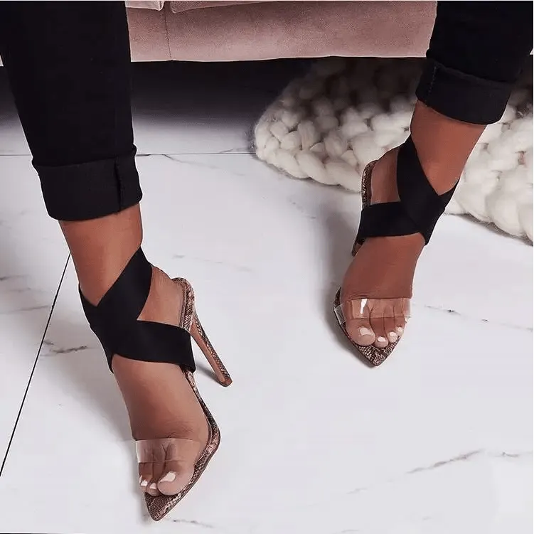 Rubber High Heels - 8CM Heel, Microfiber Upper, Non-Slip Sole