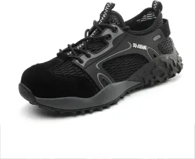 Safety Shoes Men Women Steel Toe Cap Trainers Mens Lightweight Breathable Industrial Safety Work Boots (Color : Black, Size : 44)
