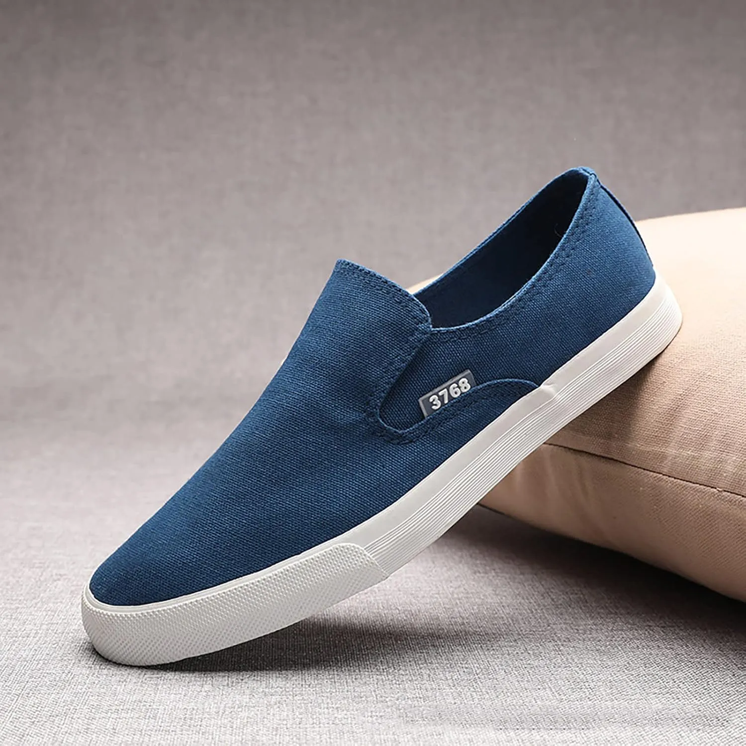 Solid Color Mens Casual Sport Shoes Fashion Breathable Slip on Lightweight Summer Comfortable Outdoor Flat Bottom Walking Running Sneakers for Men